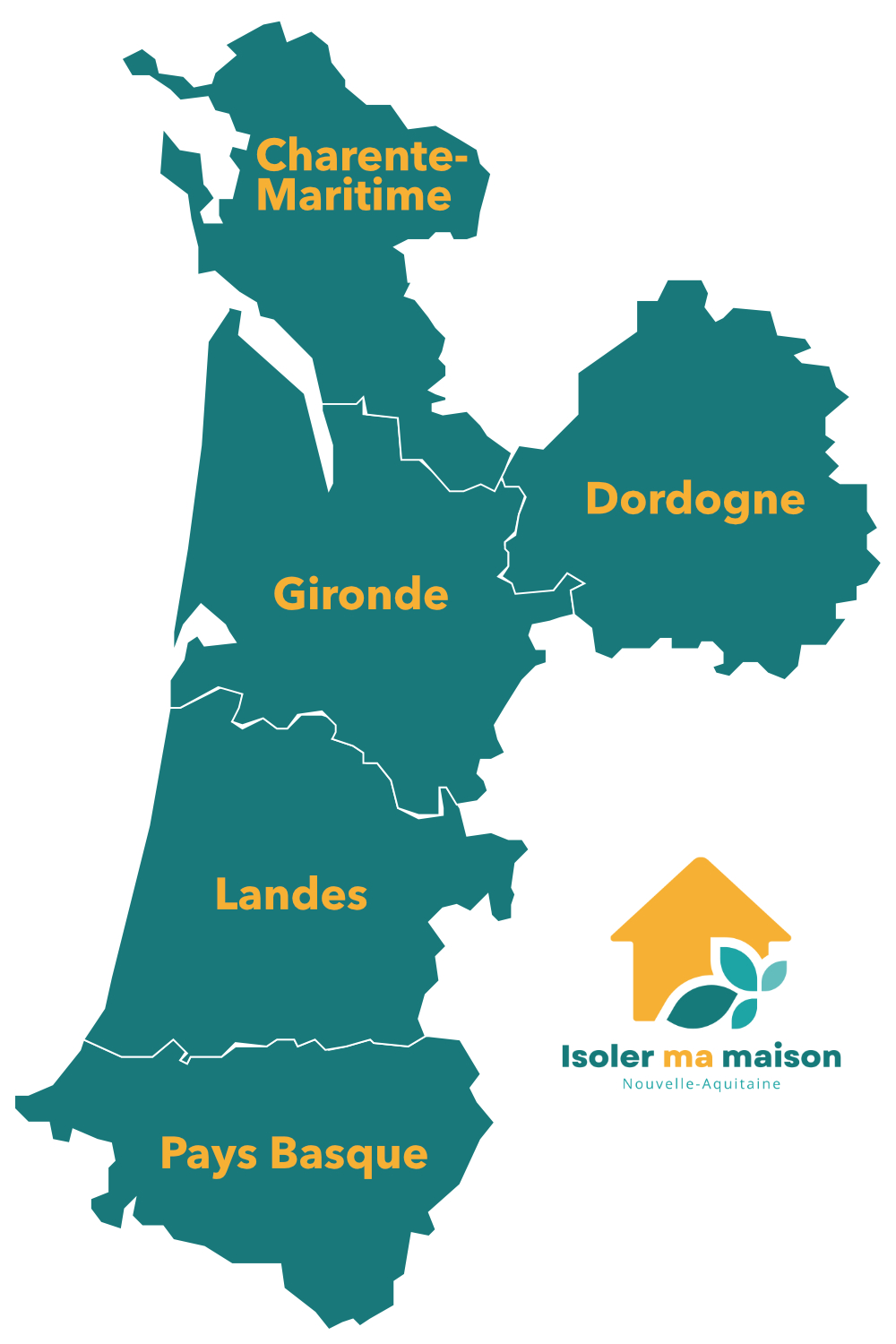 La zone d'intervention d'Isoler ma Maison en Nouvelle-Aquitaine